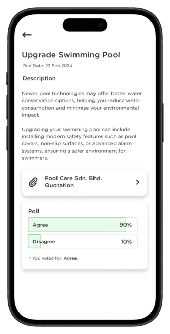 To check poll results, click into the polls list and view the poll details page.