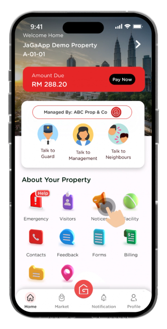 To access exclusive news, announcements and notices from your Committee/Management, click on the "Notices" section.