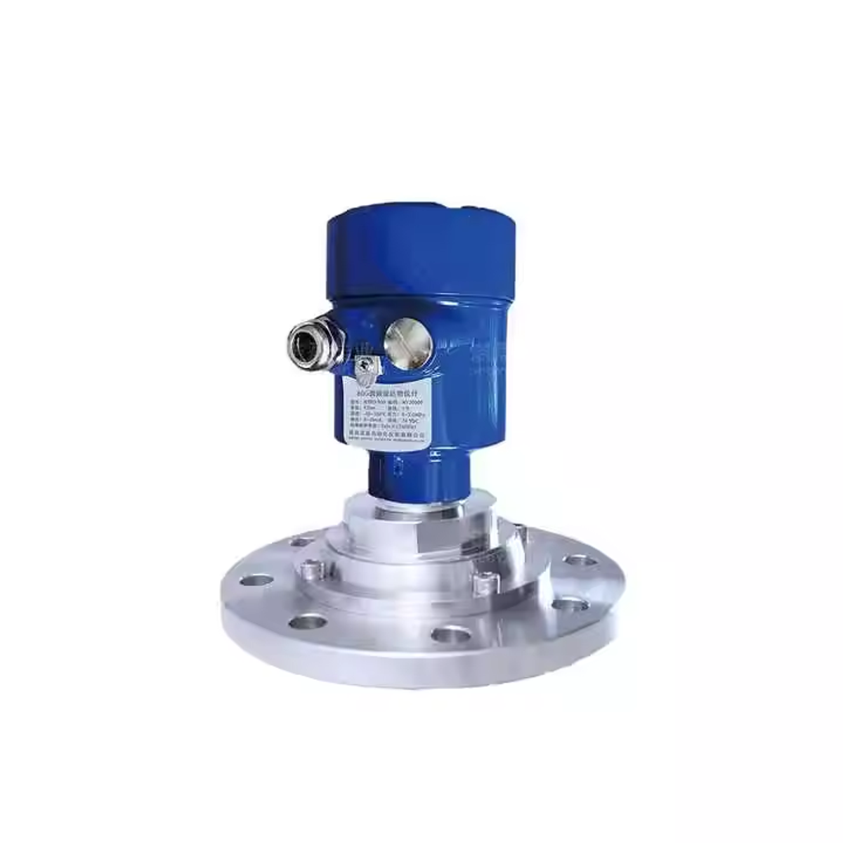 Long range silo radar level meter with flange