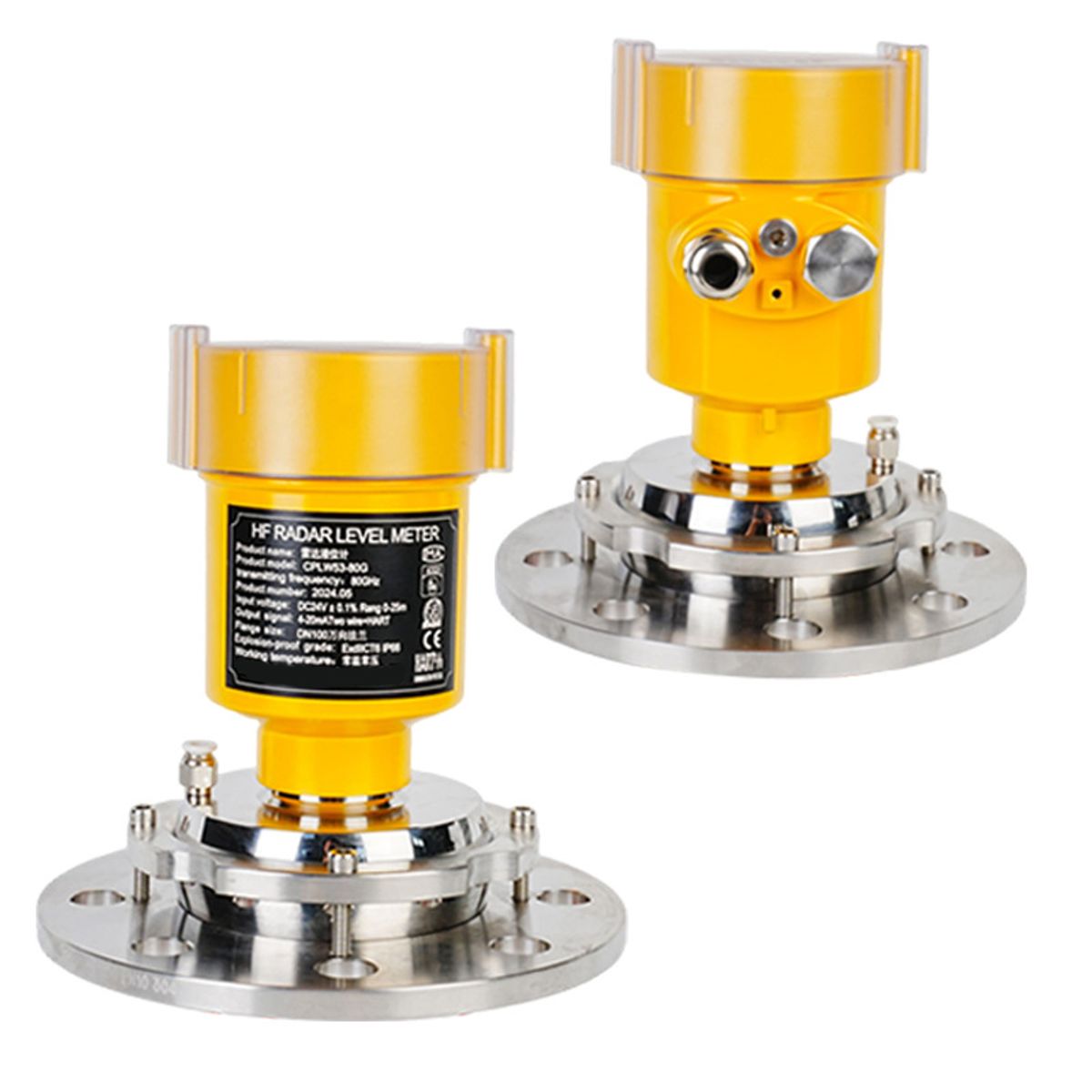 80 GHz radar level meter with stainless flange