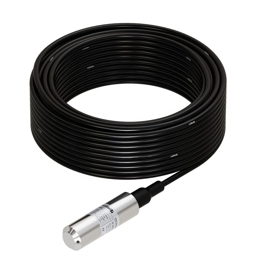 Hydrostatic level transmitter with protected cable coil