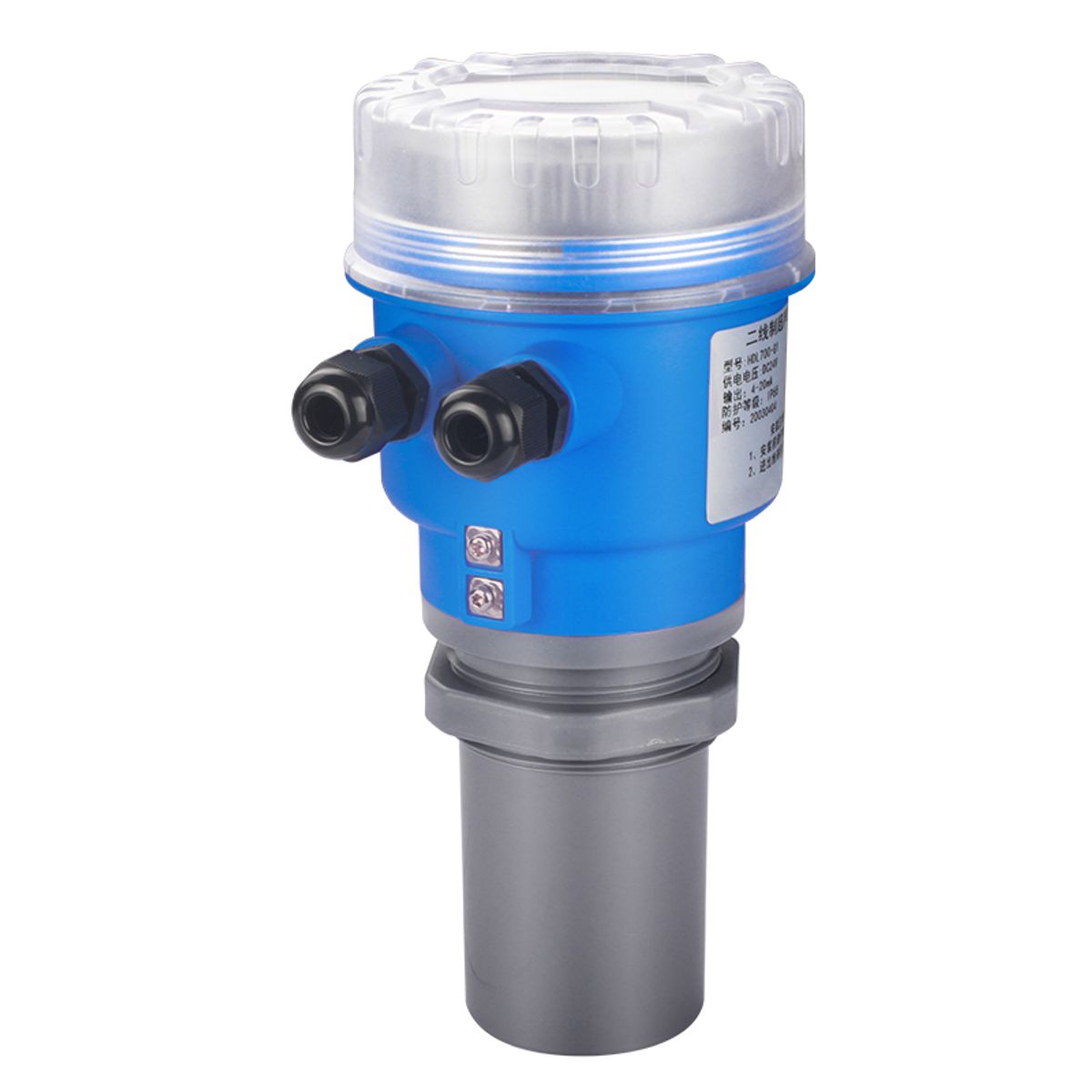 Integrated ultrasonic level meter with local display and sensor