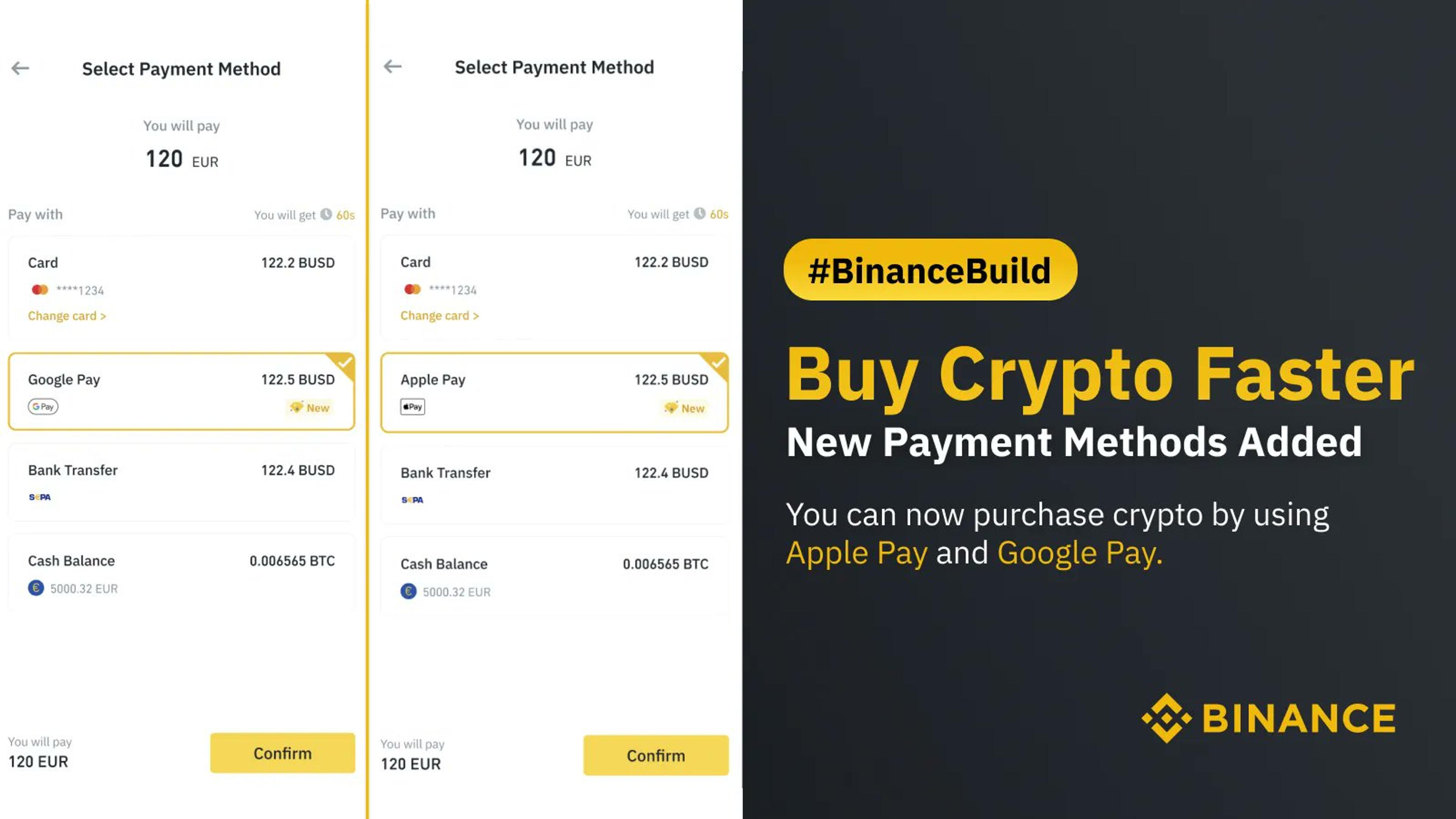 Binance Uses Apple and Google Pay