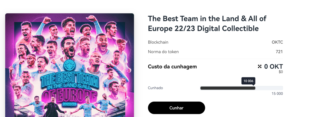 he Best Team in the Land & All of Europe 22/23 digital collectible pays tribute to Manchester City’s historic achievement of dominating European Football for the first time.