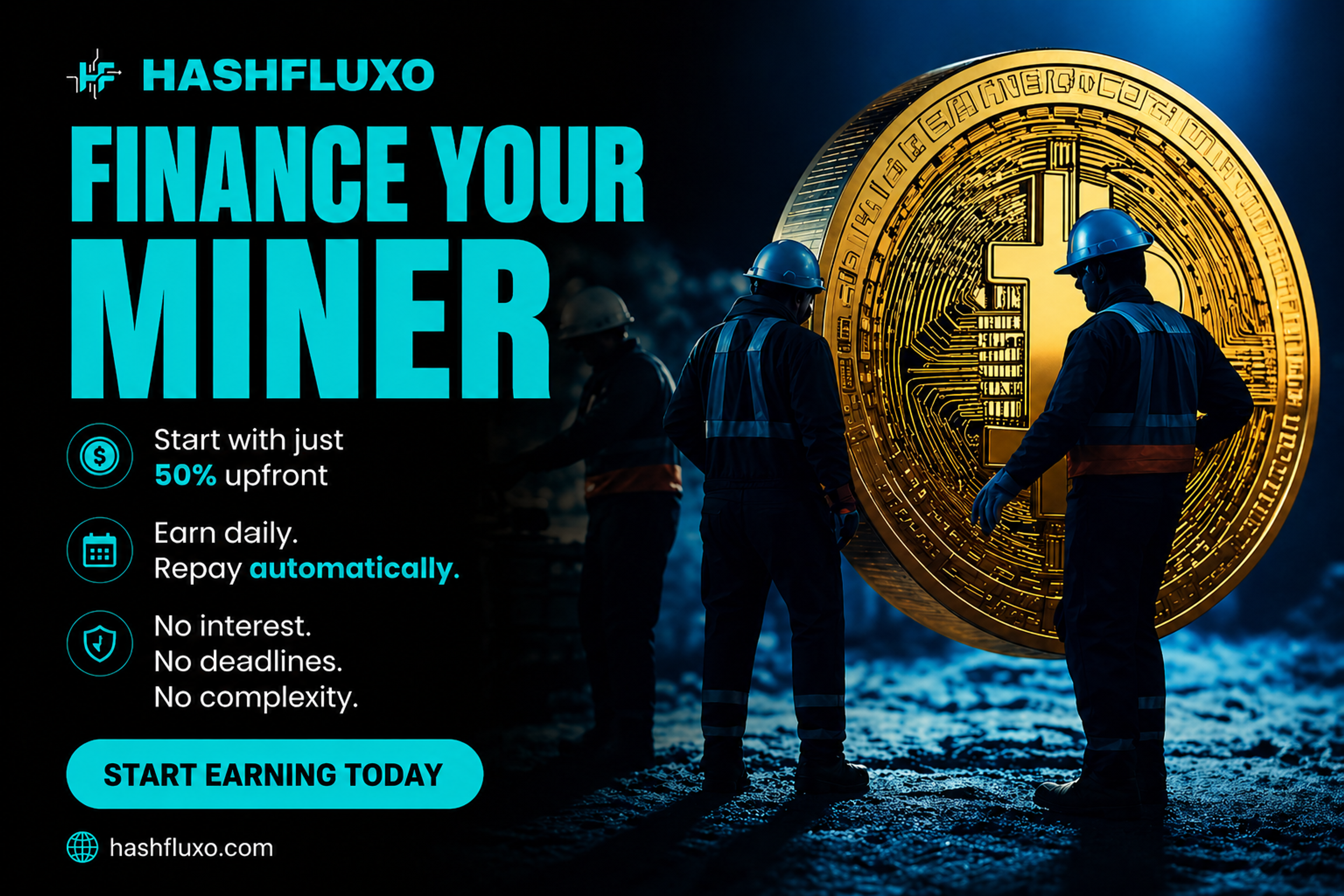 HashFluxo Launches Flexible Crypto Miner Financing with Just 50% Upfront and Zero Interest