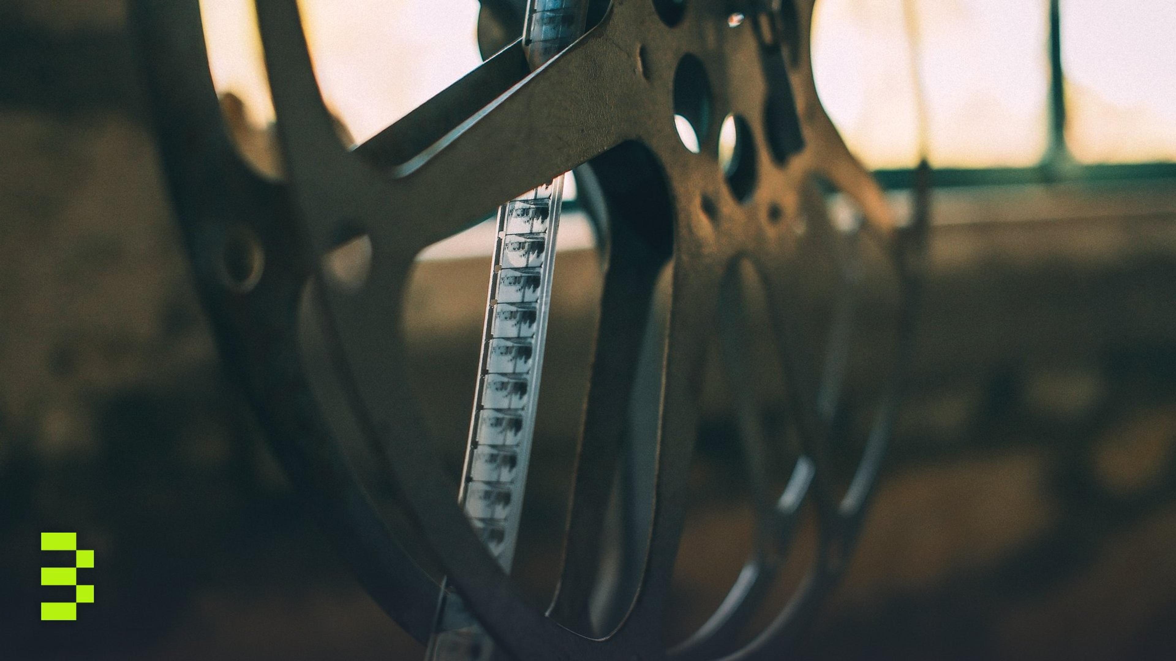 Artistic shot of a vintage film reel with soft light.