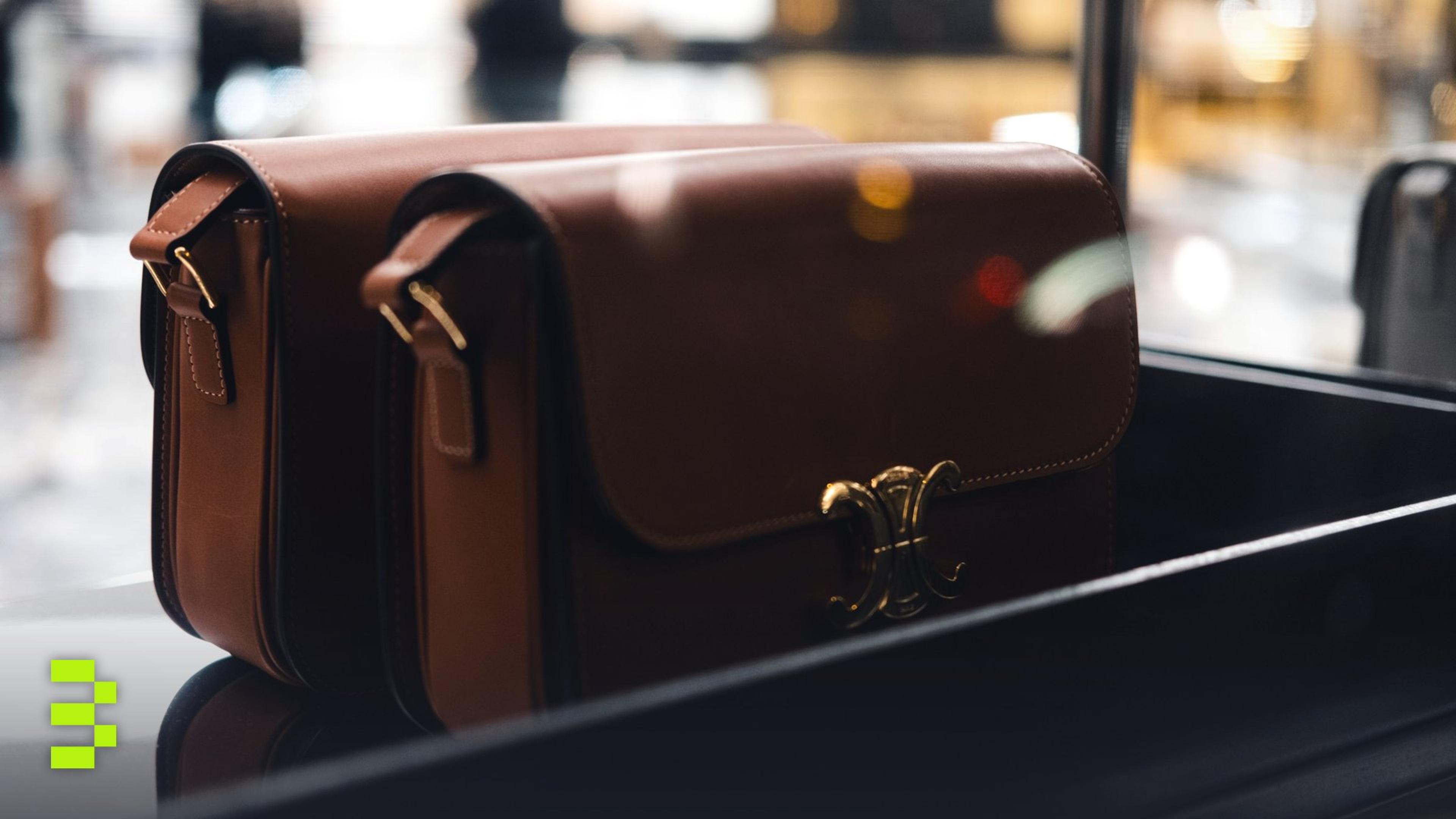 Stylish brown leather handbags.