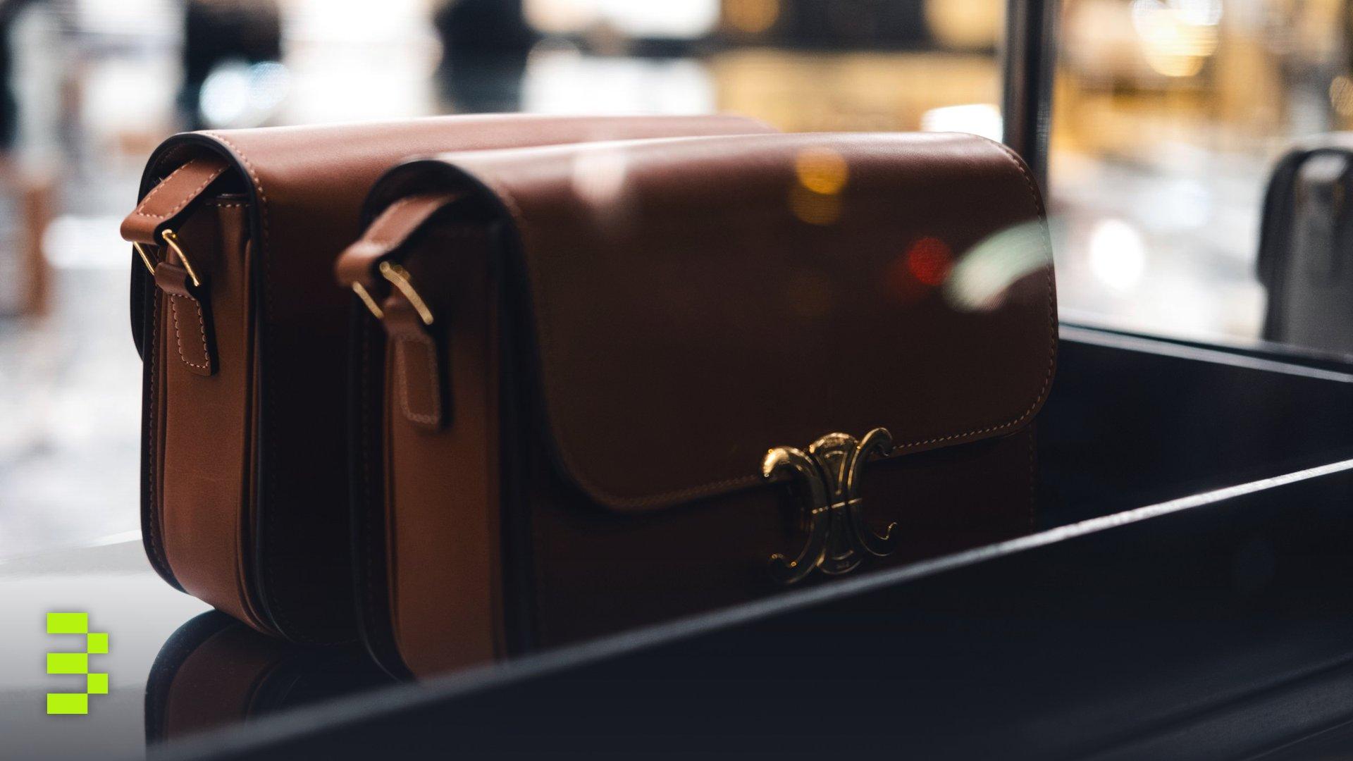Stylish brown leather handbags.