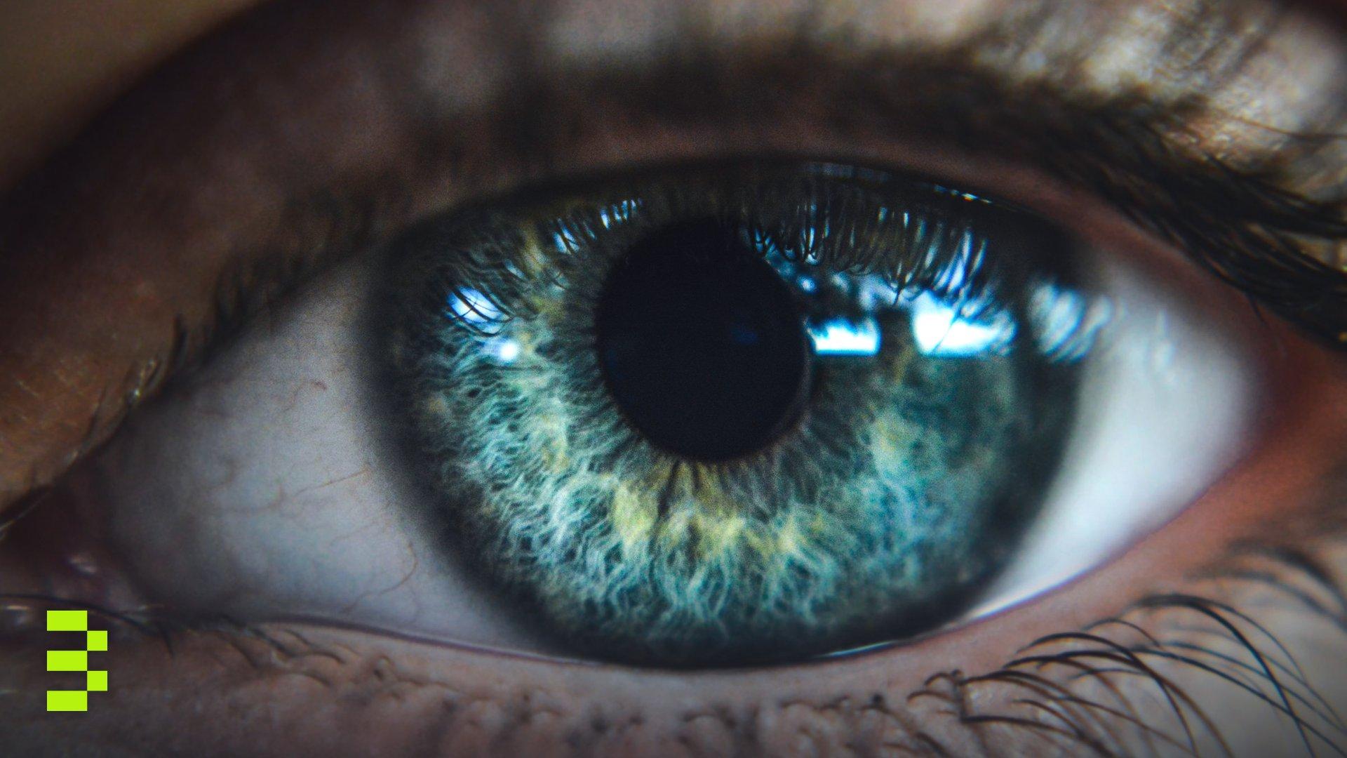 High-resolution close-up of a blue eye.