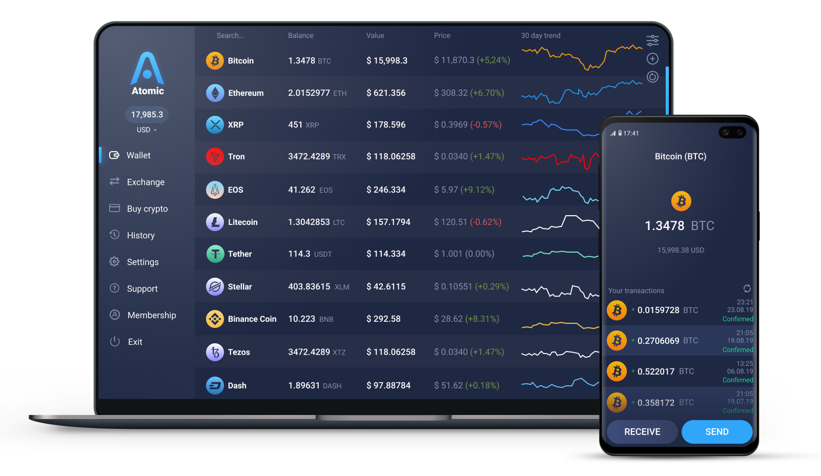 Atomic Wallet has a Snazzy Interface