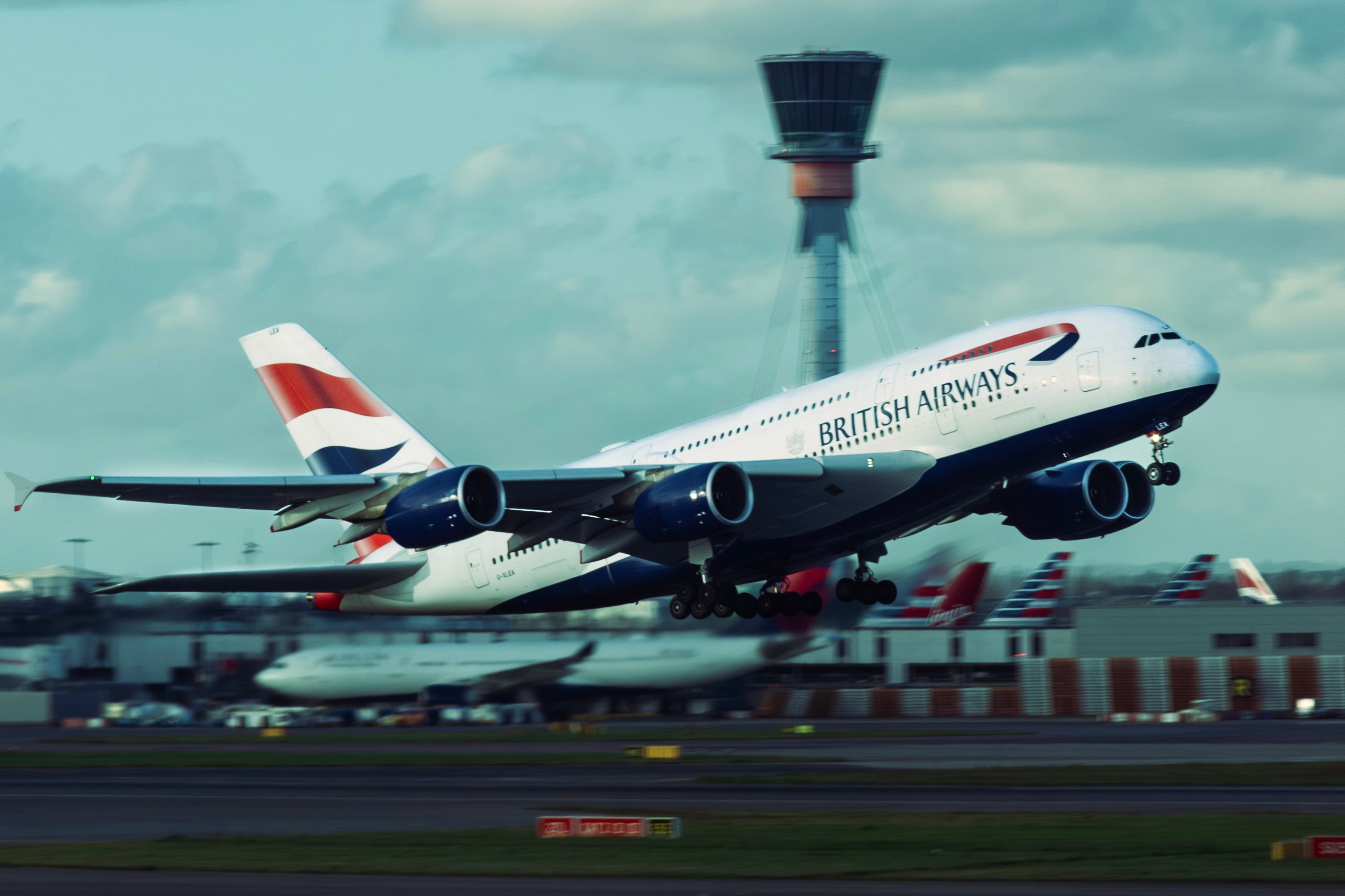 British Airways A380 Powering Out Of Heathrow