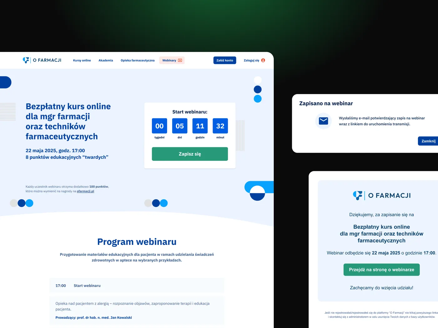 O Farmacji — platforma edukacyjna dla farmaceutów — ekran 2 z 6