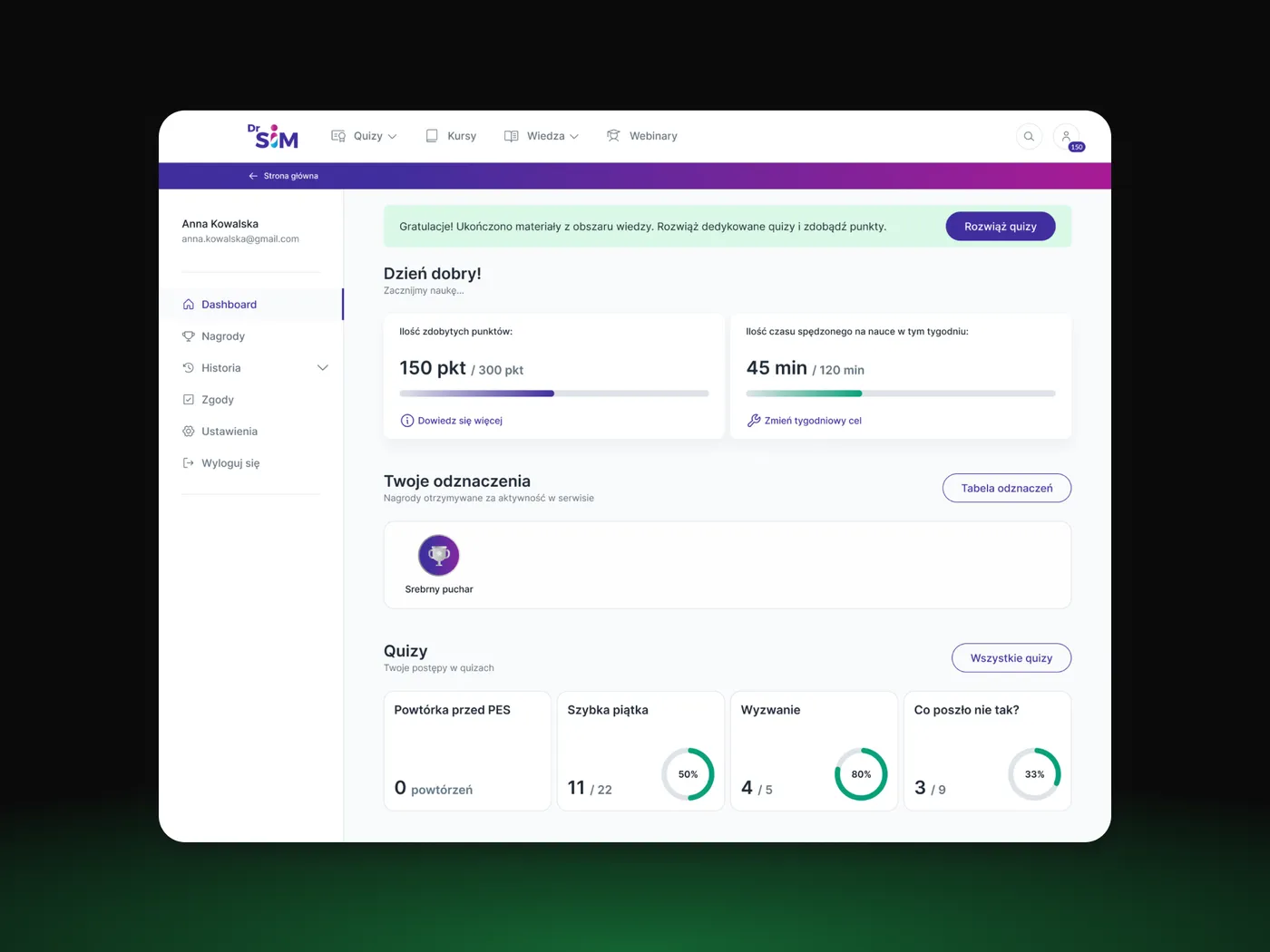 Dr Sim — platforma edukacyjna dla lekarzy — ekran 4 z 5