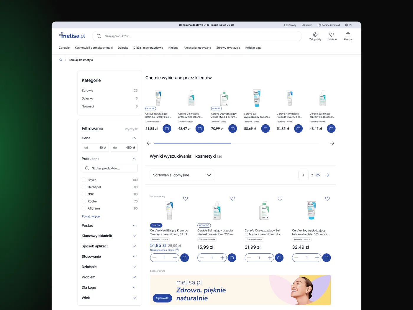 Melisa.pl — platforma zdrowia i urody — ekran 3 z 9
