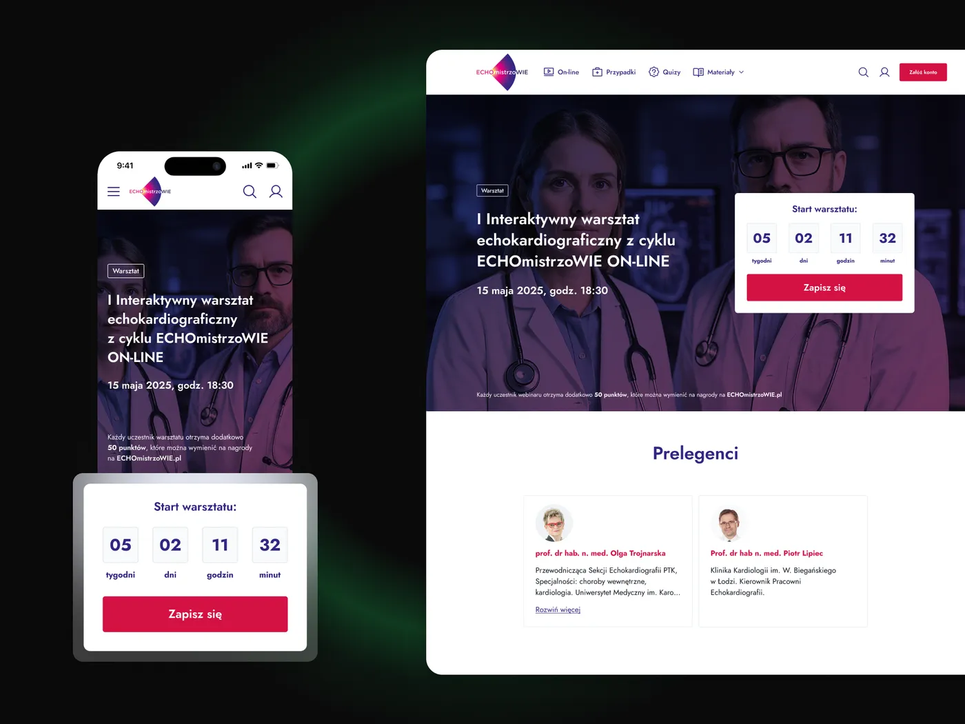 ECHOmistrzoWIE — platforma edukacyjna dla kardiologów — ekran 2 z 8