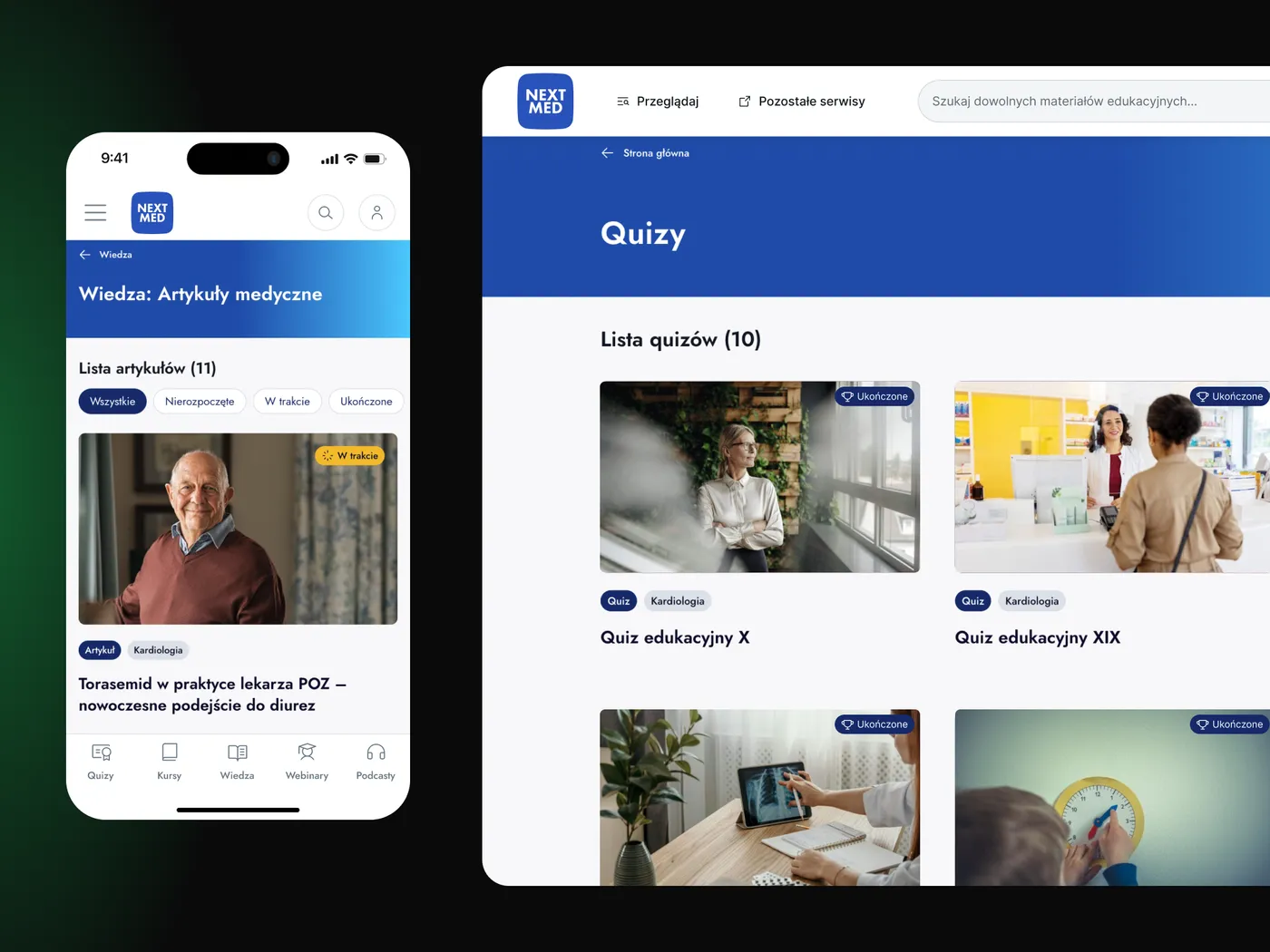 NextMed — platforma edukacyjna dla lekarzy — ekran 3 z 6