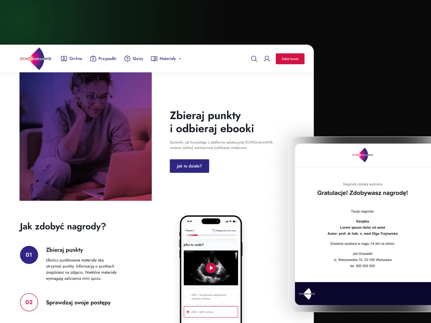 ECHOmistrzoWIE — platforma edukacyjna dla kardiologów — ekran 4 z 8