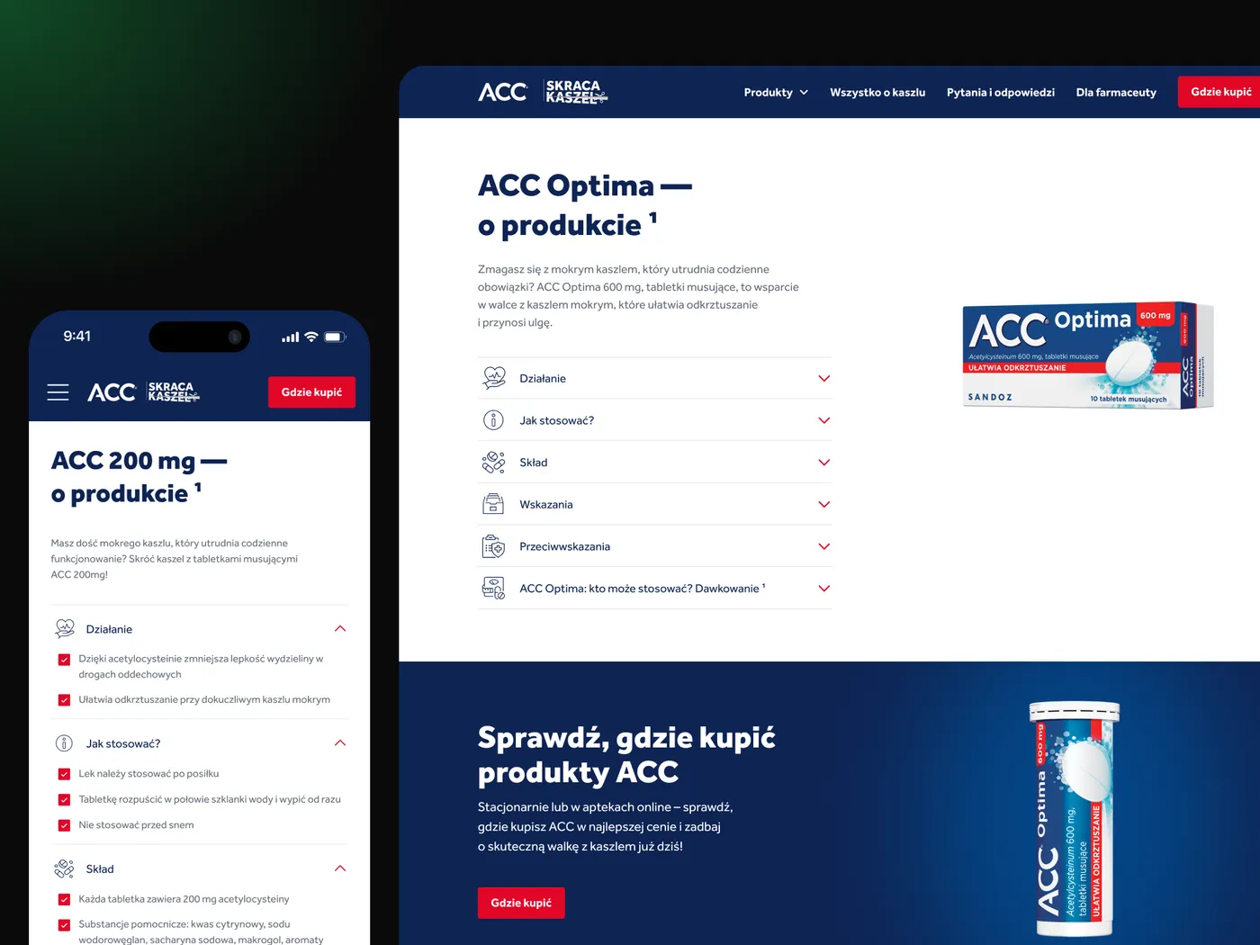 ACC — strona internetowa leku OTC — ekran 3 z 6