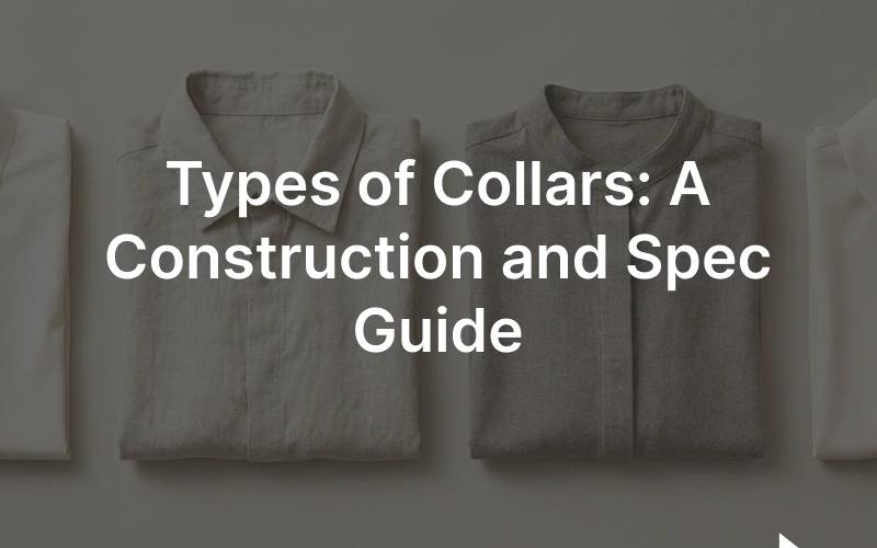 Types of collars on garment technical flats: point, spread, button-down, mandarin, Peter Pan and camp collars
