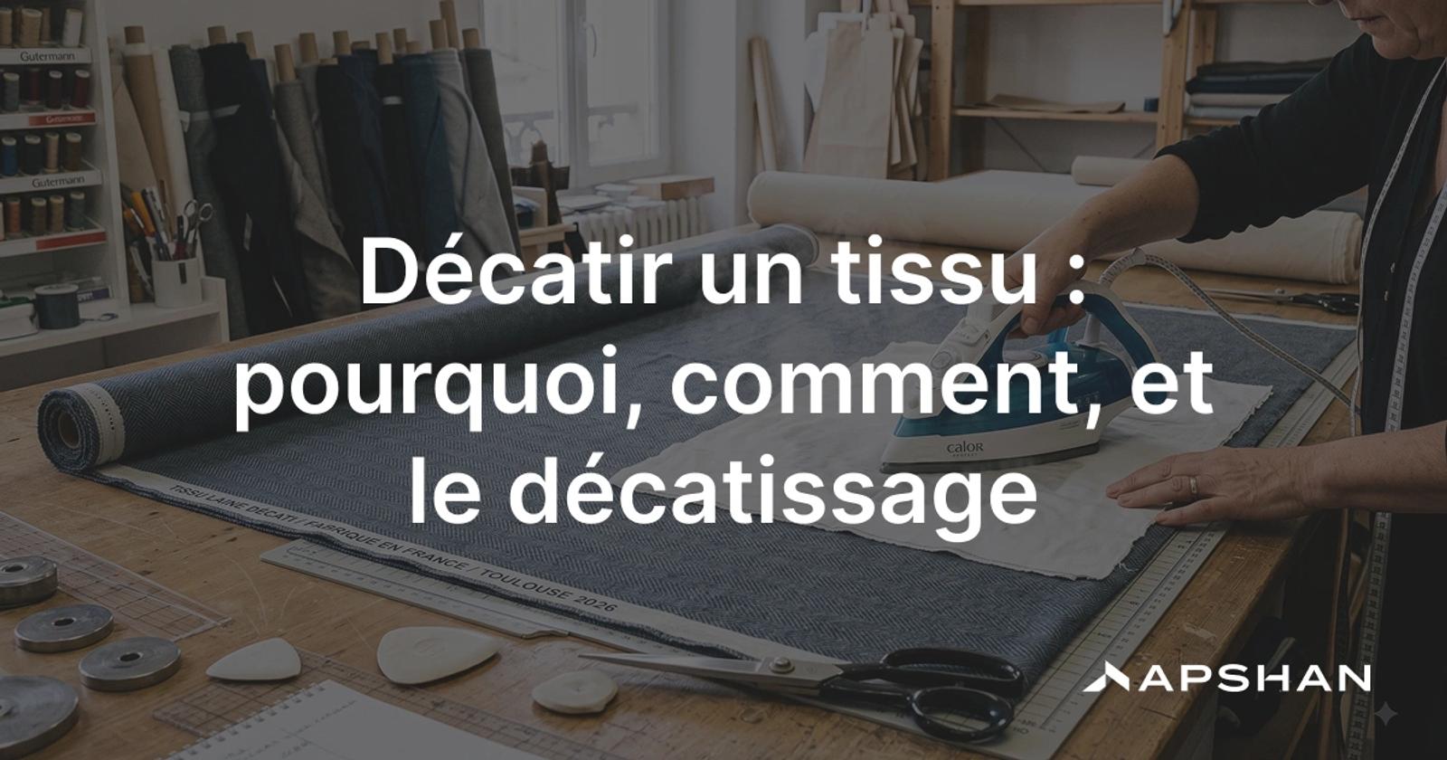 Coupon de tissu en laine décati au fer à vapeur avec une pattemouille, avant la coupe