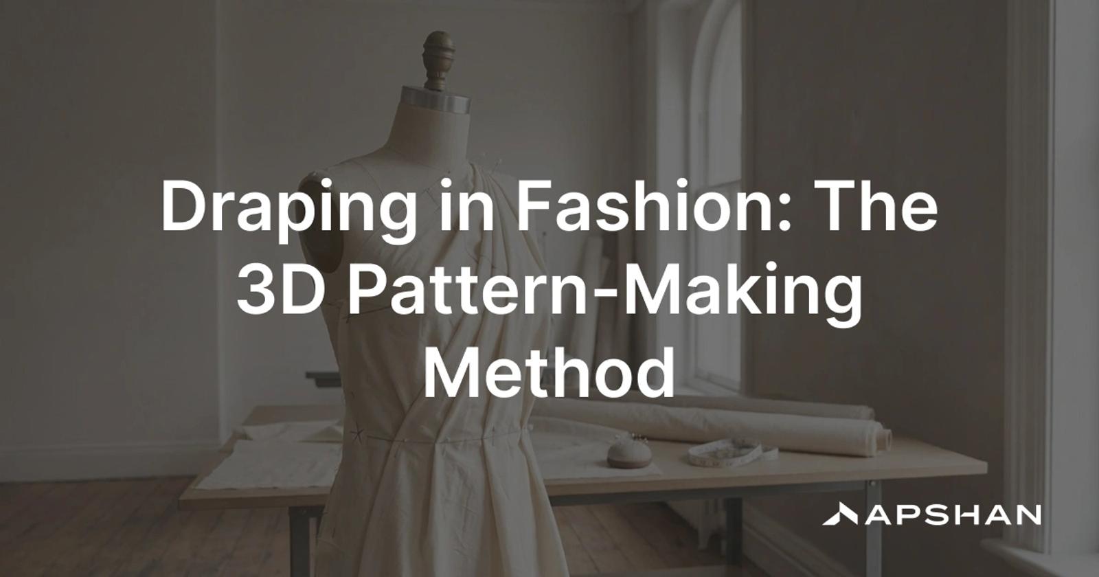 Fashion draping: muslin fabric pinned and shaped on a dress form to develop a garment pattern in three dimensions