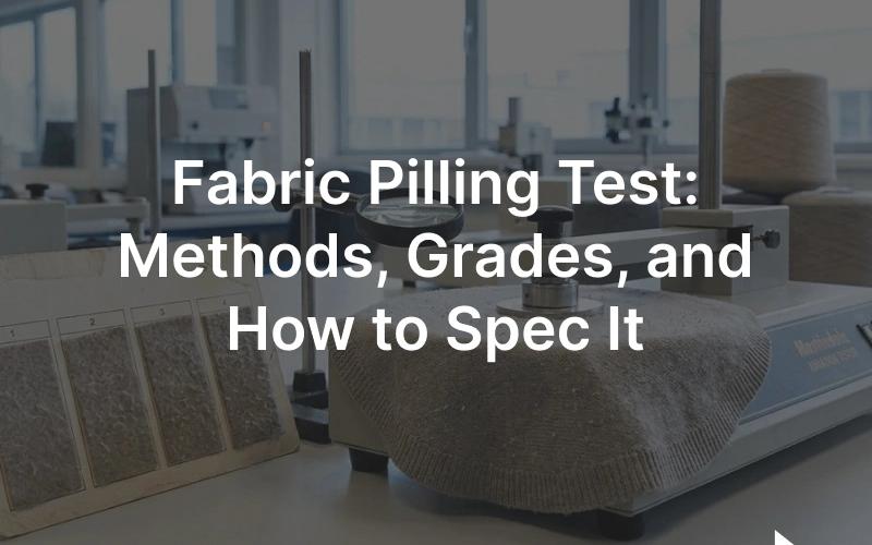 A fabric swatch on a Martindale tester next to a graded pilling assessment card running from grade 5 down to grade 1