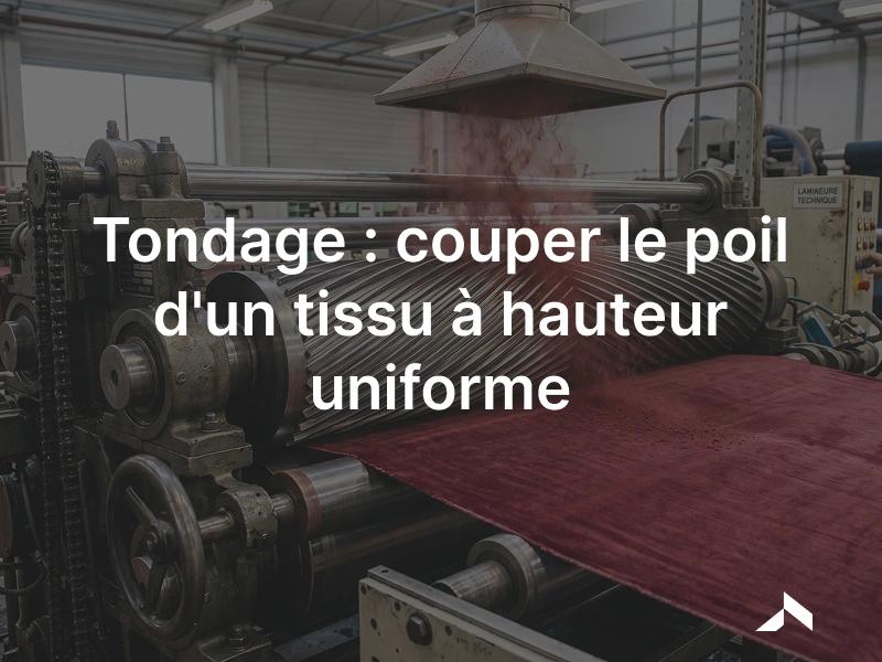 Tondage d'un velours : cylindre à lames hélicoïdales rasant le poil à hauteur uniforme