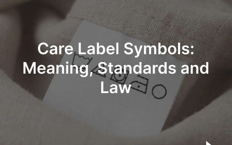 Care label symbols: a sewn-in garment care label showing the washtub, triangle, square, iron and circle care pictograms