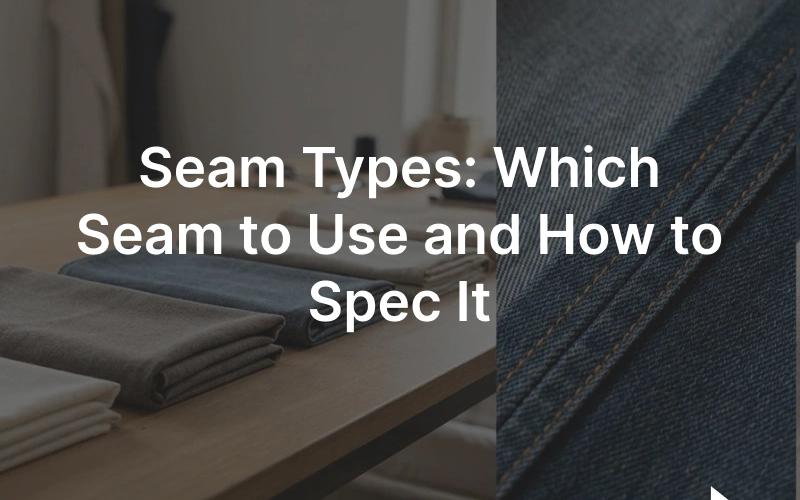 Seam types in cross-section: plain, overlocked, French, flat-felled and bound seams on garment fabric samples