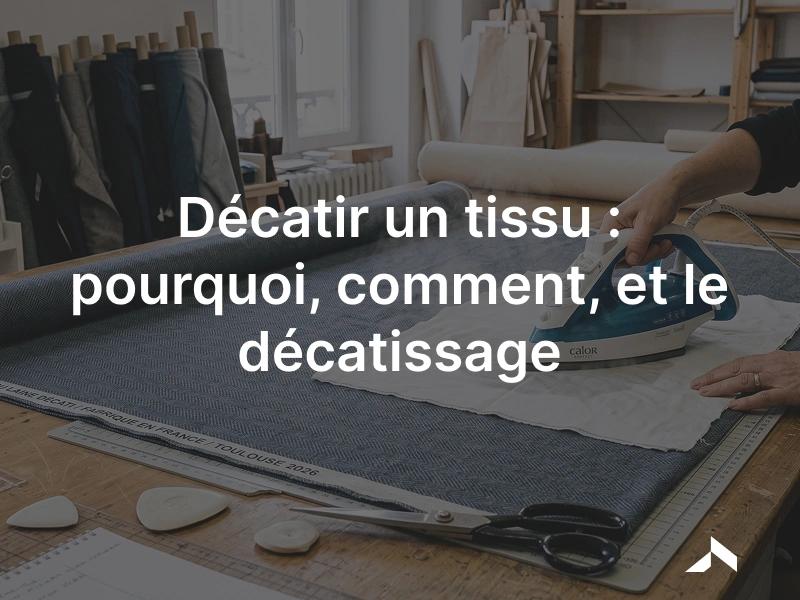Coupon de tissu en laine décati au fer à vapeur avec une pattemouille, avant la coupe