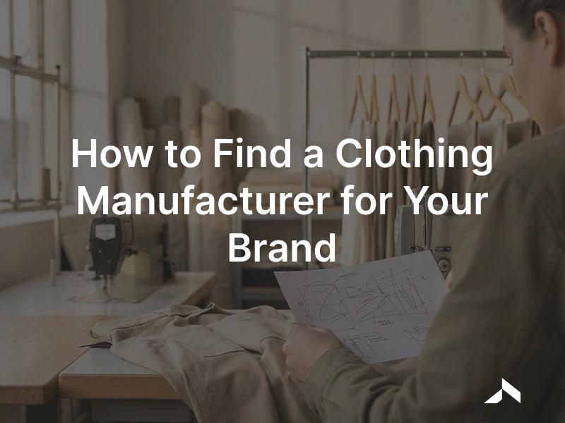 Finding a clothing manufacturer: a founder reviewing garment samples and a tech pack in a factory