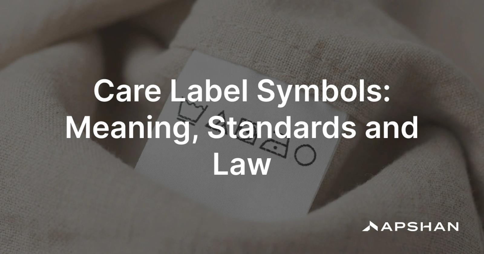Care label symbols: a sewn-in garment care label showing the washtub, triangle, square, iron and circle care pictograms