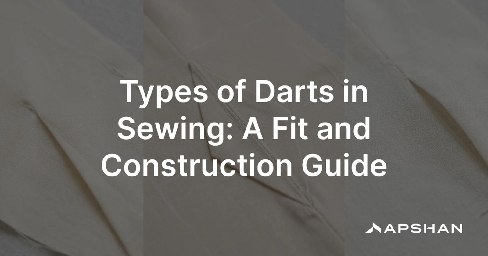 Sewing darts on garment panels: a single-point bust dart, a diamond double-point contour dart and a curved French dart