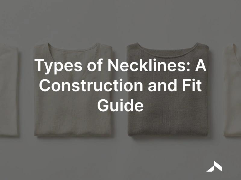 Types of necklines on garment technical flats: crew, V-neck, scoop, boat, square, sweetheart and halter shapes
