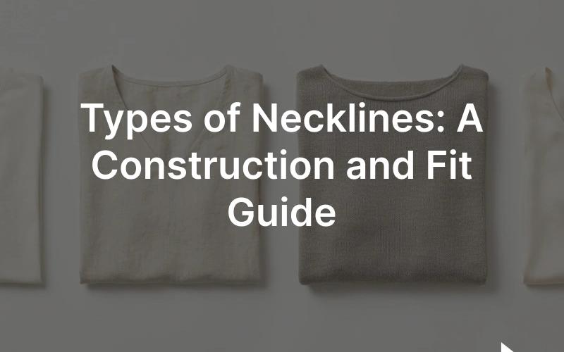 Types of necklines on garment technical flats: crew, V-neck, scoop, boat, square, sweetheart and halter shapes