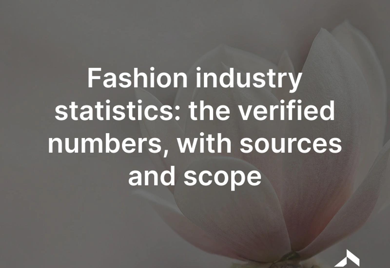 Data dashboard over a textile warehouse: the fashion industry's key statistics, sourced and dated.