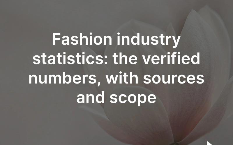 Data dashboard over a textile warehouse: the fashion industry's key statistics, sourced and dated.