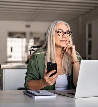 Woman holding phone