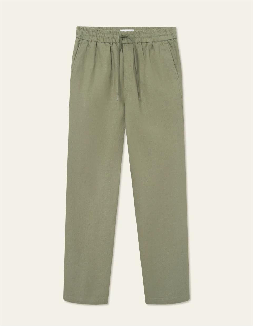 Linen - blend trousers Green
