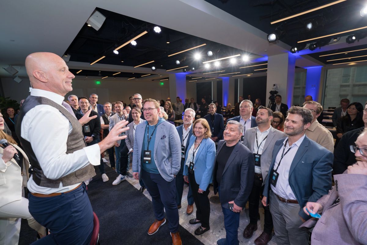 Audience participates in an activity at the Impact Summit Conference at Convene SF