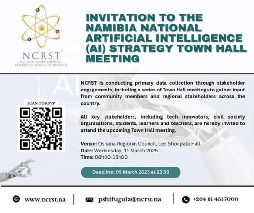 INVITATION TO THE NAMIBIA NATIONAL ARTIFICIAL INTELLIGENCE (AI) STRATEGY TOWN HALL MEETING