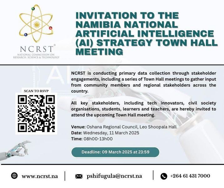 INVITATION TO THE NAMIBIA NATIONAL ARTIFICIAL INTELLIGENCE (AI) STRATEGY TOWN HALL MEETING