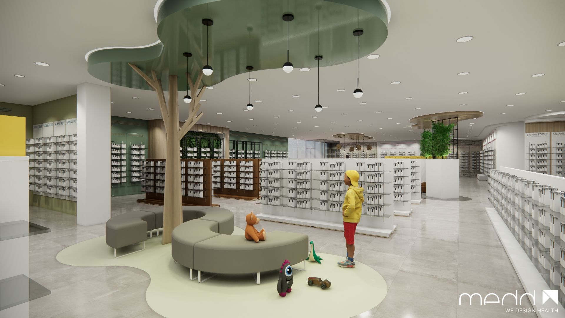 How to incorporate biomorphic patterns into pharmacy design?