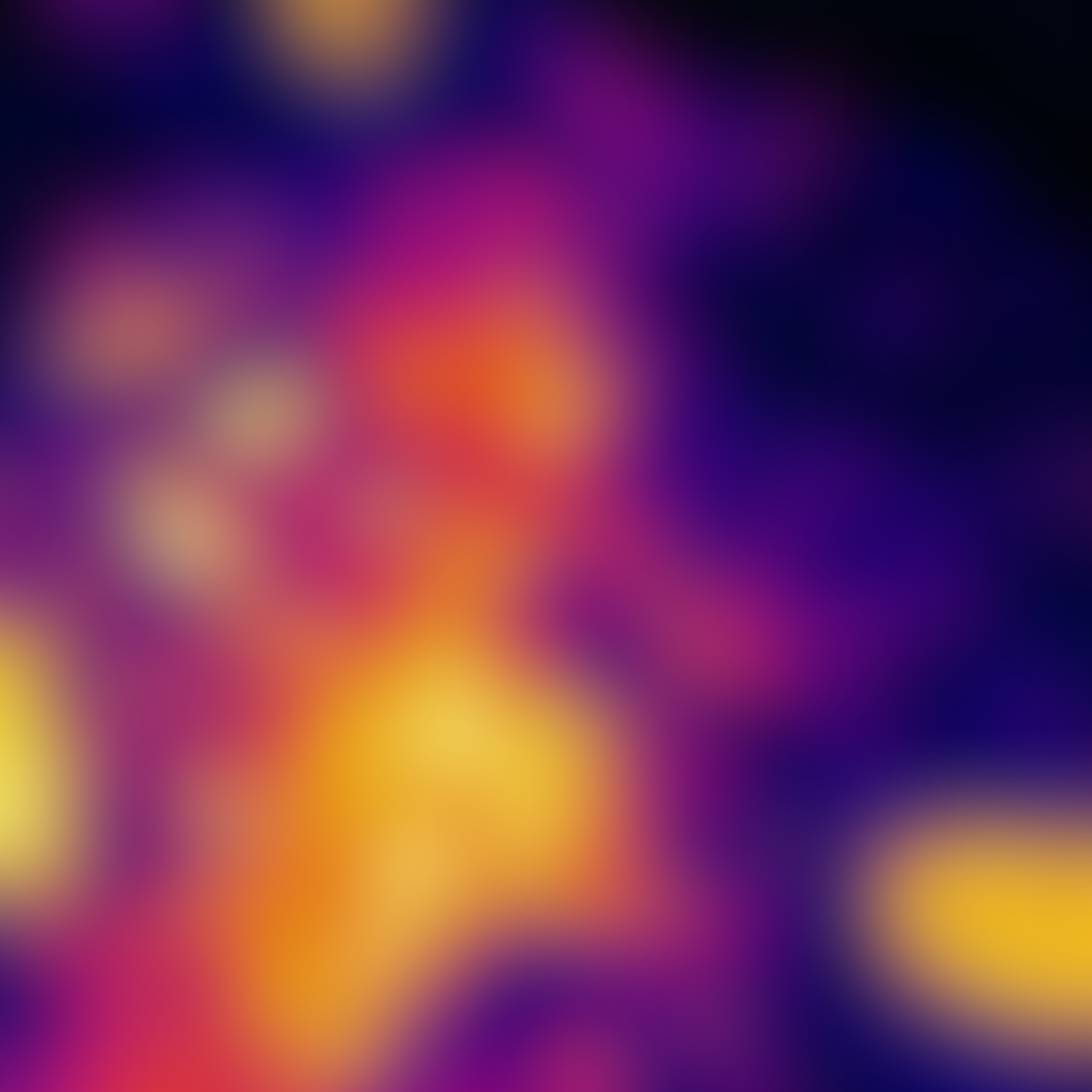 Softly blurred fields of violet, orange, and yellow tones form an abstract background.