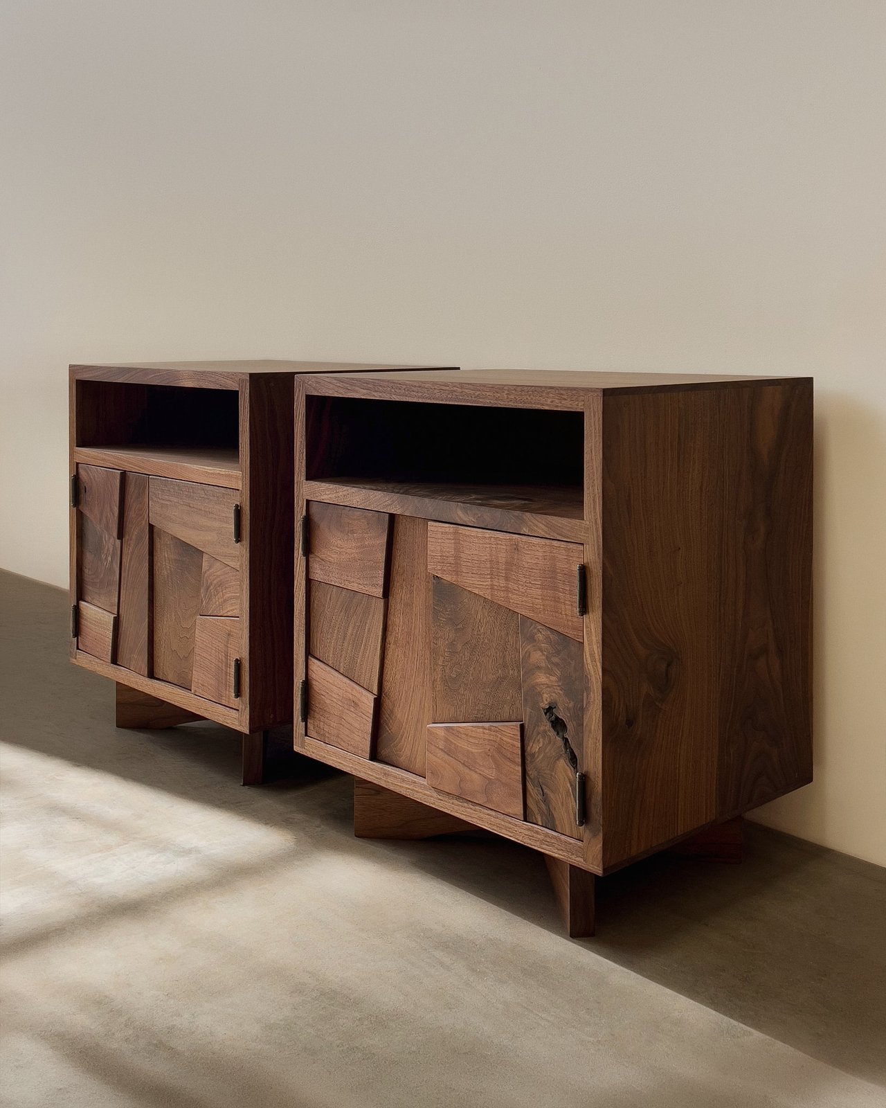 Patchwork nightstands in Walnut