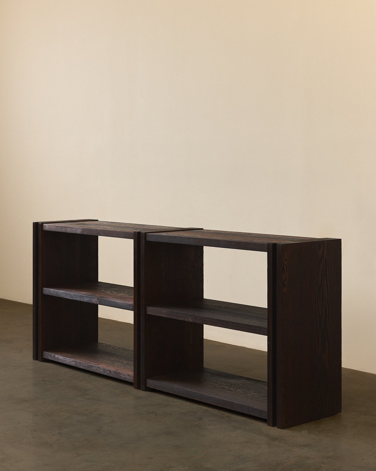 Low bookcase in Charred Douglas Fir
