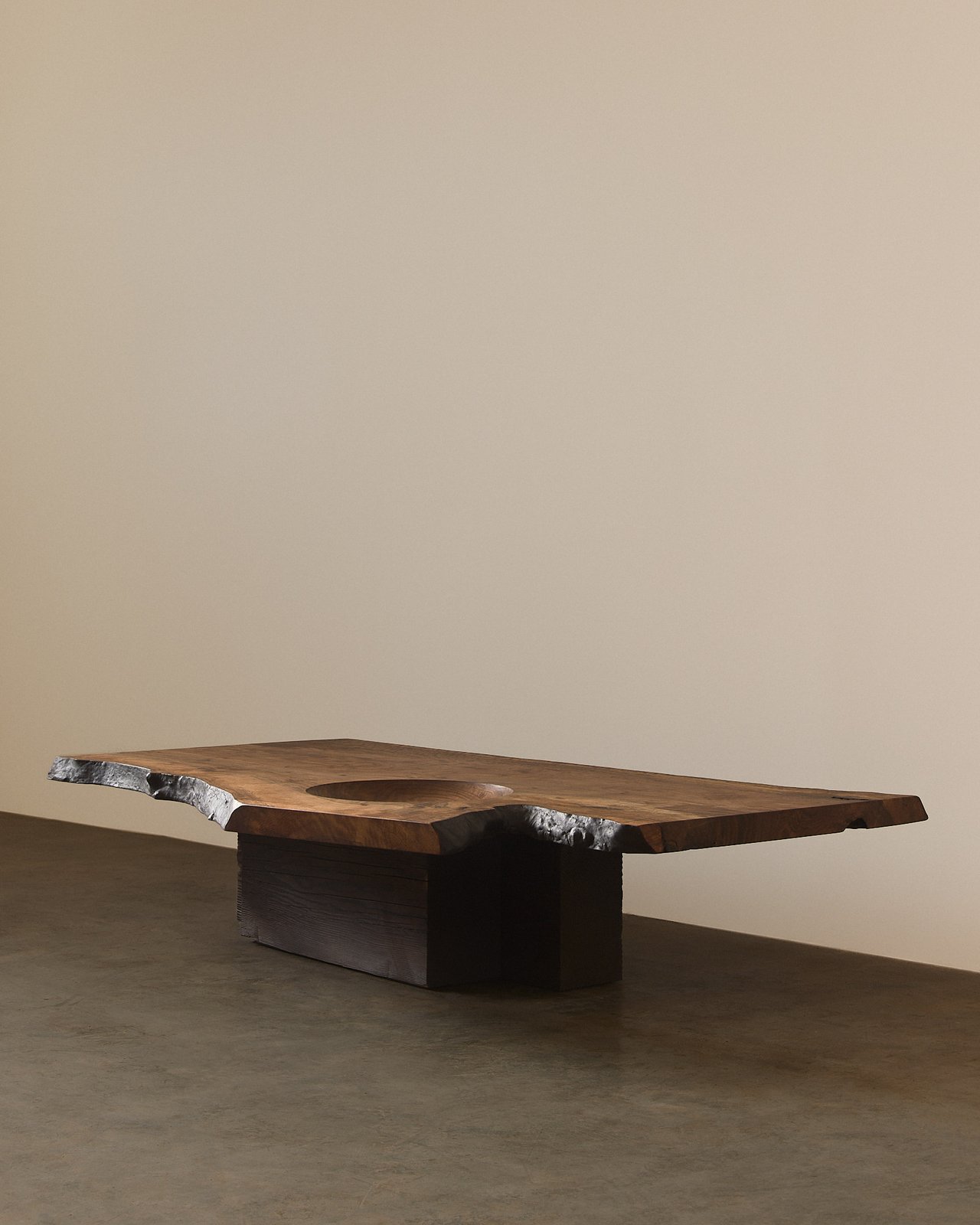Live edge low table in Claro Walnut