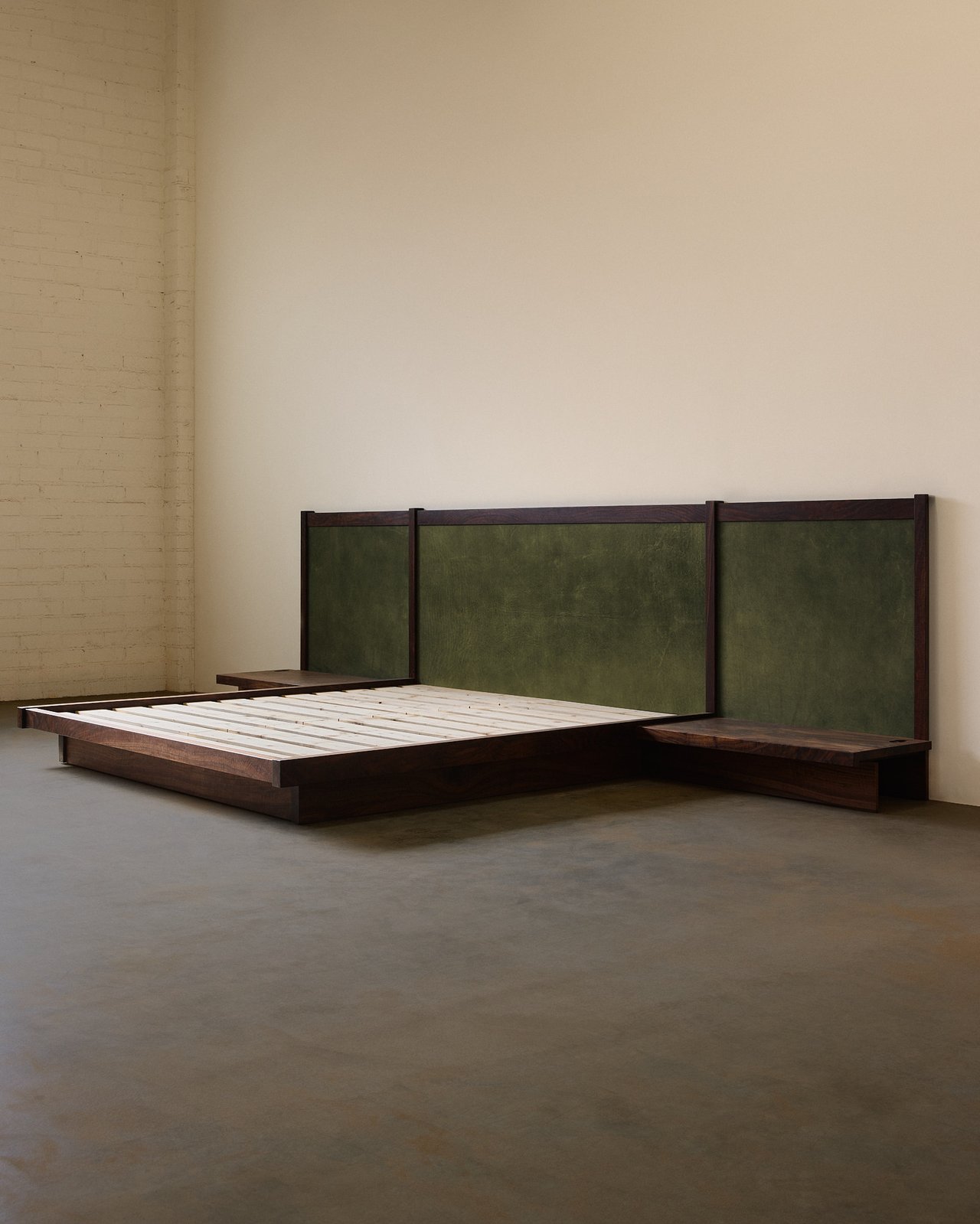 Claro Walnut and Leather bed