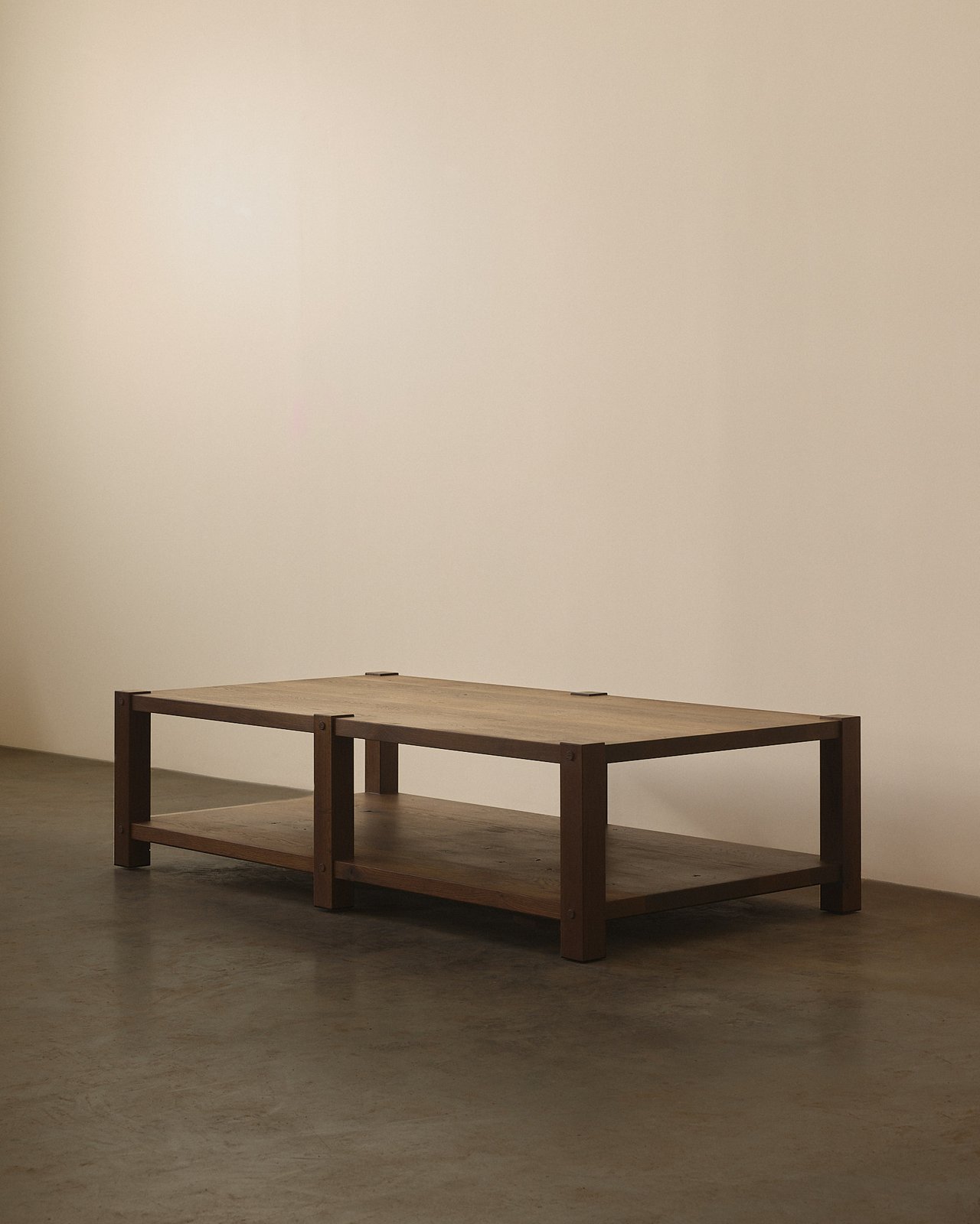 Tiered low table in Fumed White Oak