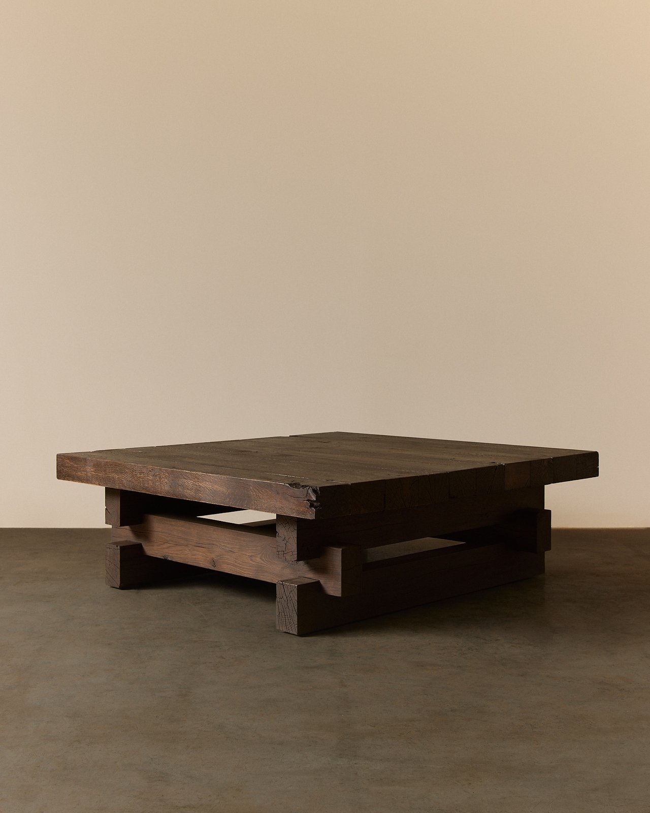 Rustic low table in Dark Brown Reclaimed White Oak